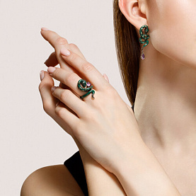 Кольцо SOKOLOV - Серебро 925, Аметист, Фианит, Эмаль (арт. 92012131)