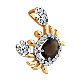 Подвеска SOKOLOV - Серебро 925, Раухтопаз, Фианит (арт. 92030766)