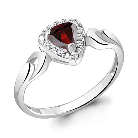Кольцо Аквамарин - Серебро 925, Гранат, Фианит (арт. 6942503А.5)
