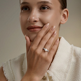 Кольцо Diamant - Серебро 925, Жемчуг синтетический, Фианит (арт. 94-110-00192-1)