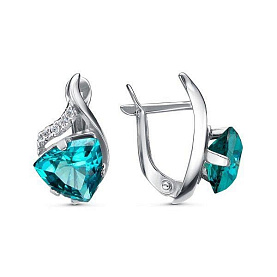 Серьги Красная пресня - Серебро 925, Синтетический ситалл , Фианит (арт. 33714768Д14)