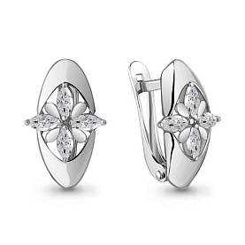 Серьги Аквамарин - Серебро 925, Фианит (арт. 49219.5)