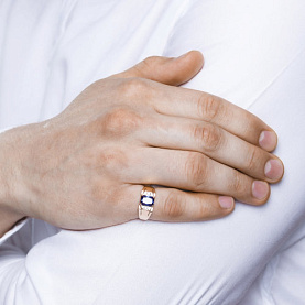 Кольцо SOKOLOV - Золото 585, Синтетический сапфир , Фианит (арт. 715739)