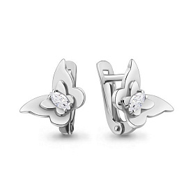 Серьги Аквамарин - Серебро 925, Фианит (арт. 49454.5)