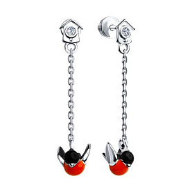 Серьги SOKOLOV - Серебро 925, Фианит, Эмаль (арт. 94021854)