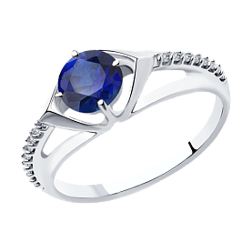 Кольцо Diamant - Серебро 925, Синтетический сапфир , Фианит (арт. 94-310-00356-1)