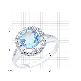 Кольцо Diamant - Серебро 925, Топаз, Фианит (арт. 94-310-00679-1)