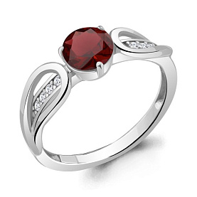 Кольцо Аквамарин - Серебро 925, Гранат, Фианит (арт. 6963703А.5)