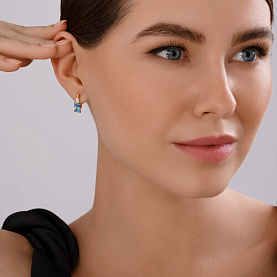 Серьги SOKOLOV - Золото 585, Топаз, Фианит (арт. 728979)