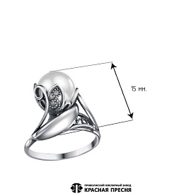 Кольцо Красная пресня - Серебро 925, Жемчуг имитация (арт. 23616440)