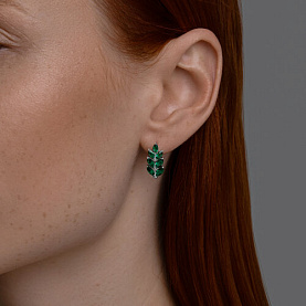 Серьги Diamant - Серебро 925, Синтетический изумруд (арт. 94-320-02172-1)