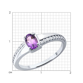 Кольцо SOKOLOV - Серебро 925, Аметист, Фианит (арт. 92014859)