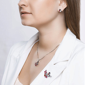 Подвеска SOKOLOV - Серебро 925, Синтетический рубин, Фианит (арт. 94031982)