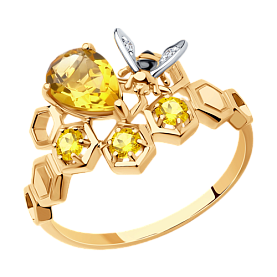 Кольцо SOKOLOV - Золото 585, Фианит, Цитрин (арт. 716916)