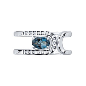 Кольцо SOKOLOV - Серебро 925, Топаз лондон, Фианит (арт. 92014835)