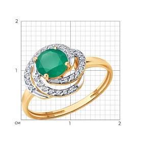 Кольцо SOKOLOV - Золото 585, Агат, Фианит (арт. 717337)