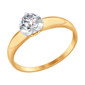 Кольцо SOKOLOV - Золото 375, Фианит (арт. 017389-4)