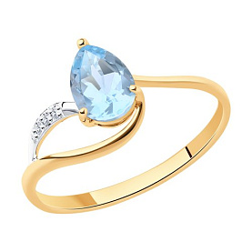 Кольцо Diamant - Золото 585, Топаз, Фианит (арт. 51-310-00985-1)