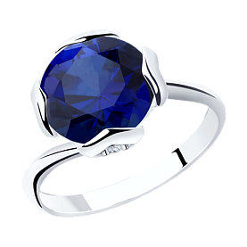 Кольцо SOKOLOV - Серебро 925, Синтетический сапфир , Фианит (арт. 92012130)