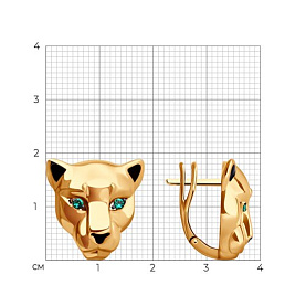 Серьги Diamant - Золото 585, Фианит, Эмаль (арт. 51-120-02169-1)