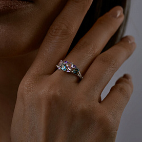 Кольцо SOKOLOV - Серебро 925, Аметист, Топаз лондон, Фианит (арт. 92014288)