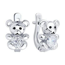 Серьги Diamant - Серебро 925, Фианит, Эмаль (арт. 94-120-02321-1)