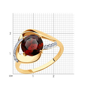 Кольцо Diamant - Золото 585, Гранат, Фианит (арт. 51-310-00922-1)