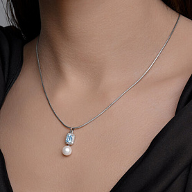 Подвеска Diamant - Золото 585, Жемчуг культивированный, Топаз, Фианит (арт. 52-330-02791-1)