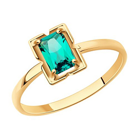 Кольцо SOKOLOV - Золото 585, Синтетический изумруд (арт. 716501)