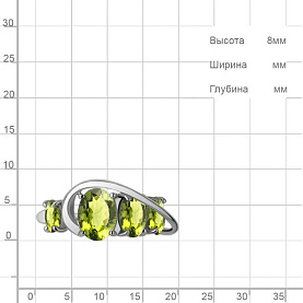 Кольцо Аквамарин - Серебро 925, Хризолит (арт. 65019307.5)