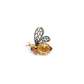 Брошь ЮК Гранат - Золото 585, Синтетическая шпинель, Фианит, Цитрин (арт. 1.60.10.1514.00-042)
