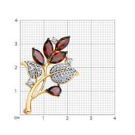 Брошь SOKOLOV - Серебро 925, Гранат, Фианит (арт. 92040132)