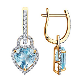 Серьги SOKOLOV - Золото 585, Топаз, Фианит (арт. 728796)