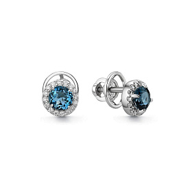 Серьги Дар - Серебро 925, Топаз лондон, Фианит (арт. С-5176рс41100)