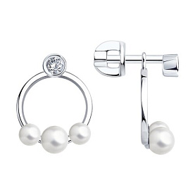 Серьги SOKOLOV - Серебро 925, Жемчуг имитация, Фианит (арт. 94026787)