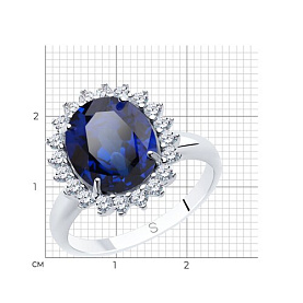Кольцо SOKOLOV - Серебро 925, Синтетический сапфир , Фианит (арт. 88010061)