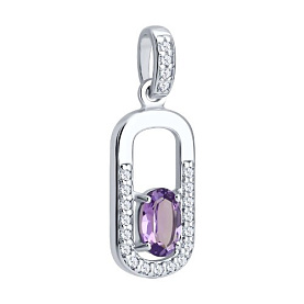 Подвеска SOKOLOV - Серебро 925, Аметист, Фианит (арт. 92030877)