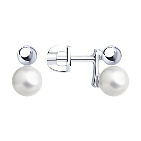 Серьги Diamant - Серебро 925, Жемчуг имитация (арт. 94-122-02368-1)