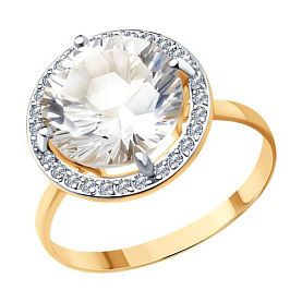 Кольцо SOKOLOV - Золото 375, Горный хрусталь, Фианит (арт. 37716933)