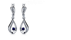 Серьги Platinum Lab. - Платина 950, Сапфир (арт. ПС-068С-01)