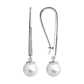 Серьги SOKOLOV - Серебро 925, Жемчуг имитация, Фианит (арт. 94022212)