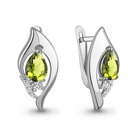 Серьги Аквамарин - Серебро 925, Фианит, Хризолит (арт. 45013407А.5)