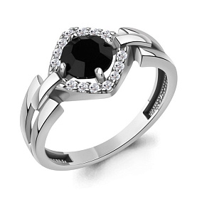 Кольцо Аквамарин - Серебро 925, Стекло, Фианит (арт. 600593АЧ.5)