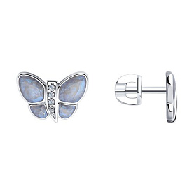 Серьги SOKOLOV - Серебро 925, Фианит, Эмаль (арт. 94025956)