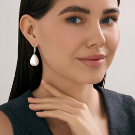 Серьга Diamant - Серебро 925, Жемчуг имитация (арт. 94-123-02347-1)