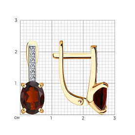 Серьги SOKOLOV - Золото 585, Гранат, Фианит (арт. 727898)