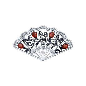 Брошь SOKOLOV - Серебро 925, Гранат, Фианит (арт. 92040048)