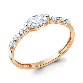 Кольцо Аквамарин - Серебро 925, Фианит (арт. 600066А.6)