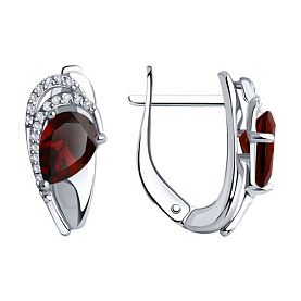 Серьги Diamant - Серебро 925, Гранат, Фианит (арт. 94-320-00548-2)