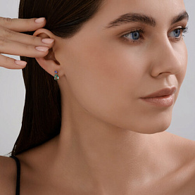 Серьги SOKOLOV - Золото 585, Сапфир, Турмалин (арт. 728998)